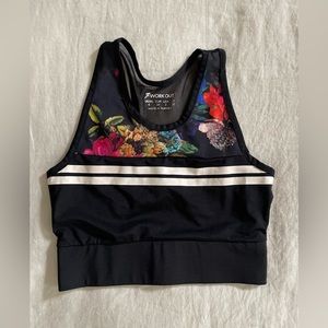 Workout Sports Bra Floral with Stripes Size 2